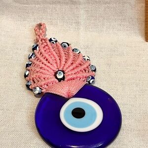 Murano Glass Pink and Blue Eye of Protection Wall Hanging